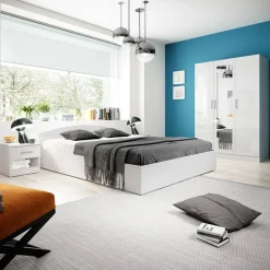 Garnero Arredamenti Camere Da Letto Complete|Camera Da Letto Completa-Camera completa matrimoniale moderna Sorrento Bianco Lucido