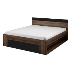 Garnero Arredamenti Camere Da Letto Complete|Camera Da Letto Completa-Camera completa matrimoniale con cassettoni rovere scuro nero Lisbona Gihome®