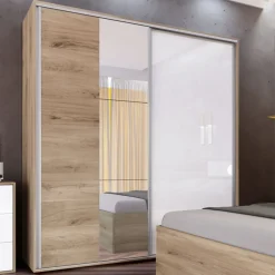 Garnero Arredamenti Camere Da Letto Complete|Camera Da Letto Completa-Camera completa matrimoniale rovere sonoma bianco lucido Tamigi