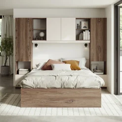 Garnero Arredamenti Camere Da Letto Complete|Camera Da Letto Completa-Camera da letto a ponte completa matrimoniale panna quercia Lullaby Beige - Noce