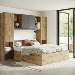 Garnero Arredamenti Camere Da Letto Complete|Camera Da Letto Completa-Camera da letto a ponte completa matrimoniale antracite rovere Lullaby Antracite - Rovere