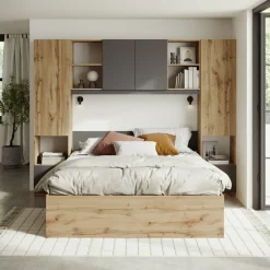 Garnero Arredamenti Camere Da Letto Complete|Camera Da Letto Completa-Camera da letto a ponte completa matrimoniale antracite rovere Lullaby Antracite - Rovere