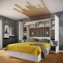 Garnero Arredamenti Camere Da Letto Complete|Camera Da Letto Completa-Camera da letto a ponte completa matrimoniale bianco opaco Dreamland