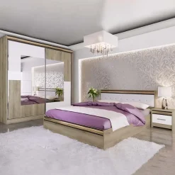 Garnero Arredamenti Camere Da Letto Complete|Camera Da Letto Completa-Camera da letto completa rovere sonoma bianco opaco Riga