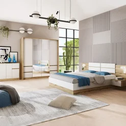 Garnero Arredamenti Camere Da Letto Complete|Camera Da Letto Completa-Camera da letto completa matrimoniale quercia bianco opaco Volga