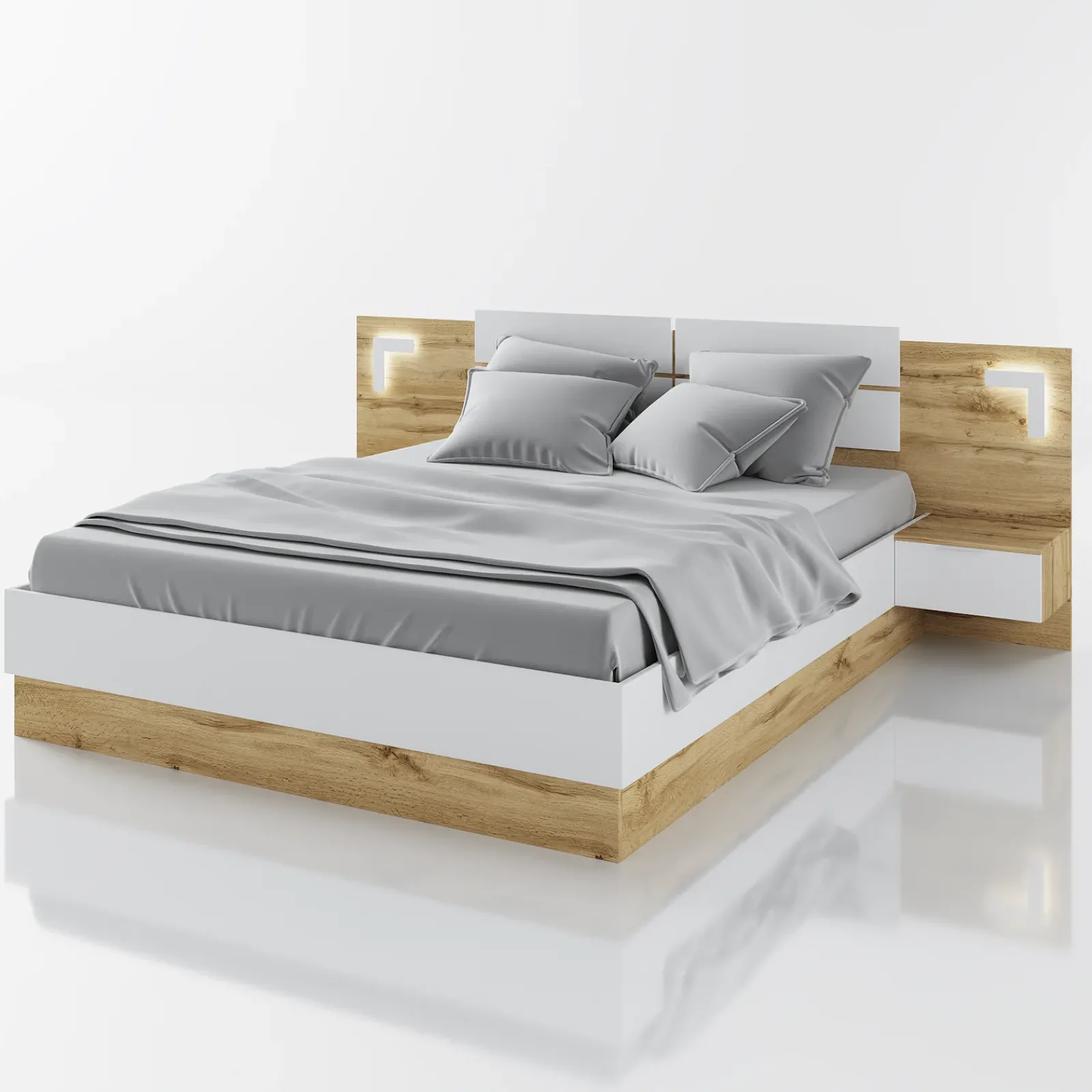 Garnero Arredamenti Camere Da Letto Complete|Camera Da Letto Completa-Camera da letto completa matrimoniale quercia bianco opaco Volga