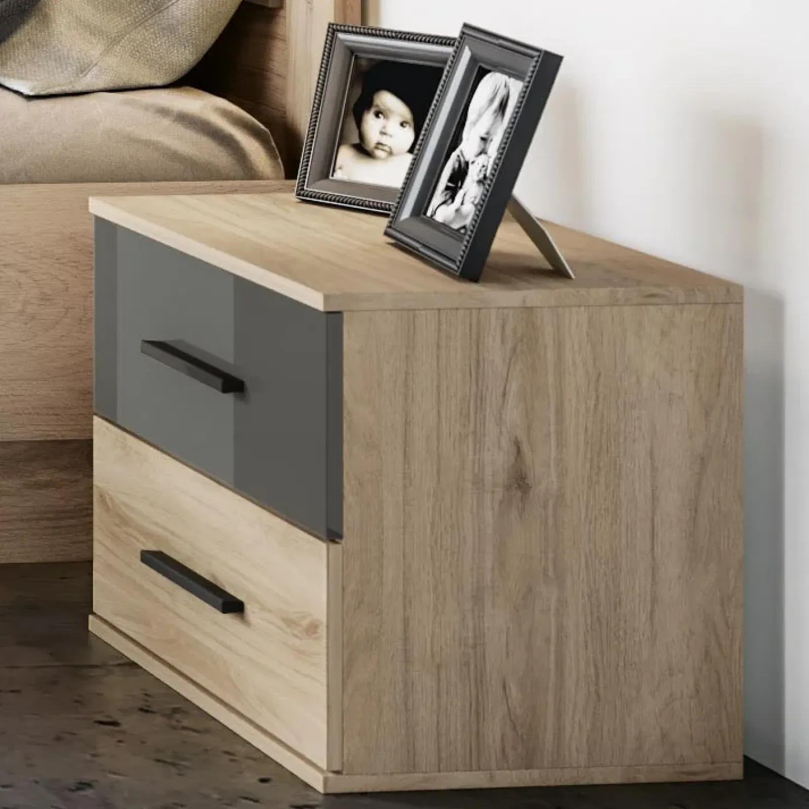 Garnero Arredamenti Camere Da Letto Complete|Camera Da Letto Completa-Camera da letto completa matrimoniale rovere antracite lucido Senna