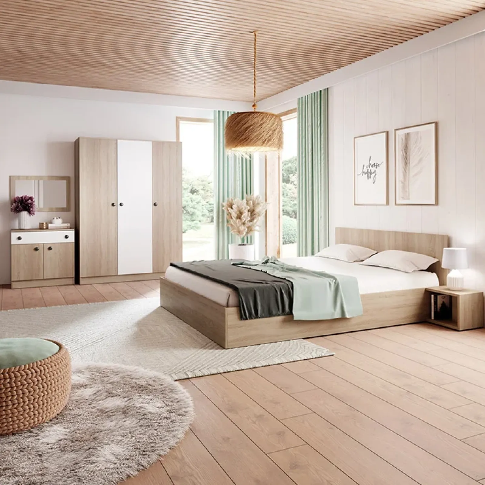 Garnero Arredamenti Camere Da Letto Complete|Camera Da Letto Completa-Camera da letto completa matrimoniale rovere bianco opaco Vieste