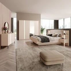 Garnero Arredamenti Camere Da Letto Complete|Camera Da Letto Completa-Camera da letto completa matrimoniale moderna beige Jolly