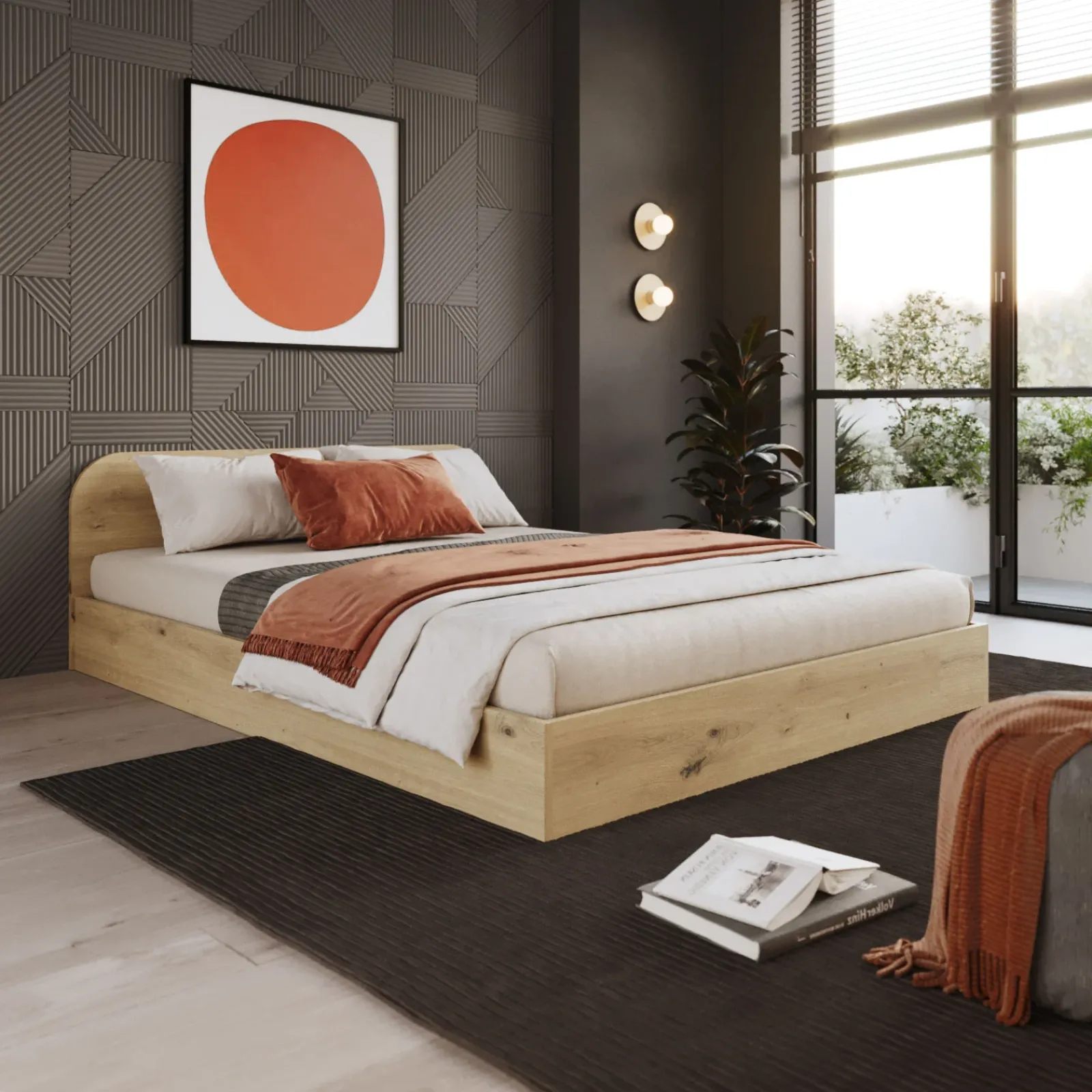Garnero Arredamenti Camere Da Letto Complete|Camera Da Letto Completa-Camera da letto completa alla francese con armadio e comodini Carrisi Rovere Rustico