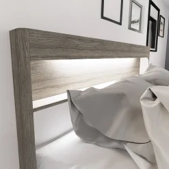 Garnero Arredamenti Camere Da Letto Complete|Camera Da Letto Completa-Camera da letto completa matrimoniale con LED rovere scuro bianco opaco Garonna
