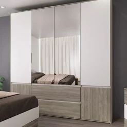 Garnero Arredamenti Camere Da Letto Complete|Camera Da Letto Completa-Camera da letto completa matrimoniale con LED rovere scuro bianco opaco Garonna