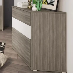 Garnero Arredamenti Camere Da Letto Complete|Camera Da Letto Completa-Camera da letto completa matrimoniale con LED rovere scuro bianco opaco Garonna