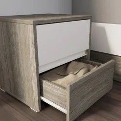 Garnero Arredamenti Camere Da Letto Complete|Camera Da Letto Completa-Camera da letto completa matrimoniale con LED rovere scuro bianco opaco Garonna