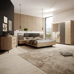 Garnero Arredamenti Camere Da Letto Complete|Camera Da Letto Completa-Camera da letto completa matrimoniale moderna rovere antracite Rubik