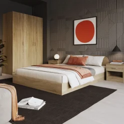 Garnero Arredamenti Camere Da Letto Complete|Camera Da Letto Completa-Camera da letto completa alla francese con armadio e comodini sonoma Carrisi Rovere