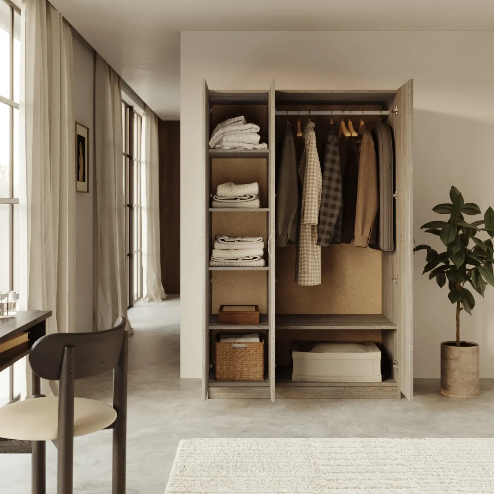 Garnero Arredamenti Camere Da Letto Complete|Camera Da Letto Completa-Camera da letto completa alla francese con armadio e comodini sonoma Carrisi Rovere