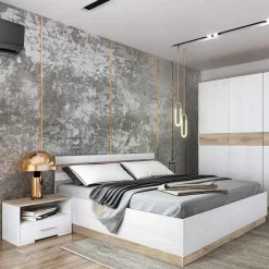 Garnero Arredamenti Camere Da Letto Complete|Camera Da Letto Completa-Camera da letto completa matrimoniale pino bianco rovere sonoma Dublino