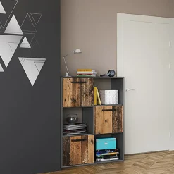 Garnero Arredamenti Camerette In Legno-Camera da letto completa 2 letti singoli grafite rovere rustico Fada