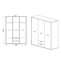 Garnero Arredamenti Camerette In Legno-Camera da letto completa 2 letti singoli grafite rovere rustico Fada