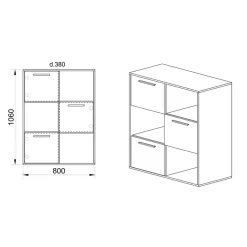 Garnero Arredamenti Camerette In Legno-Camera da letto completa 2 letti singoli grafite rovere rustico Fada