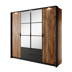 Garnero Arredamenti Camere Da Letto Complete|Camera Da Letto Completa-Camera da letto completa matrimoniale moderna quercia nero Smooty