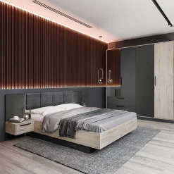 Garnero Arredamenti Camere Da Letto Complete|Camera Da Letto Completa-Camera da letto matrimoniale completa rovere antracite opaco Urbino