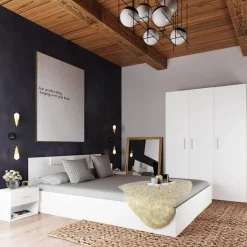 Garnero Arredamenti Camere Da Letto Complete|Camera Da Letto Completa-Camera da letto moderna completa matrimoniale bianco opaco Verona