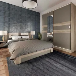 Garnero Arredamenti Camere Da Letto Complete|Camera Da Letto Completa-Camera da letto moderna completa matrimoniale rovere grigio Altea