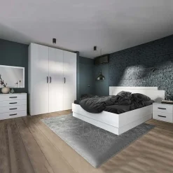 Garnero Arredamenti Camere Da Letto Complete|Camera Da Letto Completa-Camera da letto moderna completa matrimoniale pino bianco Angara