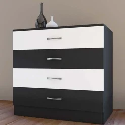 Garnero Arredamenti Camere Da Letto Complete|Camera Da Letto Completa-Camera da letto moderna completa matrimoniale nero bianco lucido Dallas