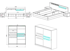 Garnero Arredamenti Camere Da Letto Complete|Camera Da Letto Completa-Camera da letto moderna completa matrimoniale nero bianco lucido Dallas