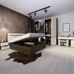 Garnero Arredamenti Camere Da Letto Complete|Camera Da Letto Completa-Camera da letto moderna completa matrimoniale noce champagne Brasilia