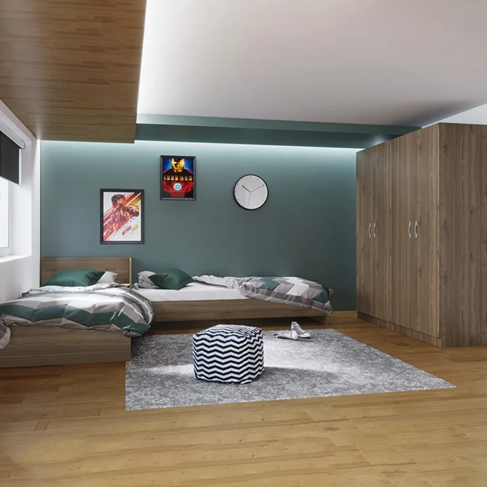 Garnero Arredamenti Camerette In Legno-Camera doppio letto completa moderna Malcom Noce