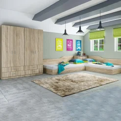 Garnero Arredamenti Camerette In Legno-Camera doppio letto completa design sonoma Caronte Rovere