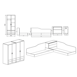 Garnero Arredamenti Camerette In Legno-Camera doppio letto completa design Caronte Noce