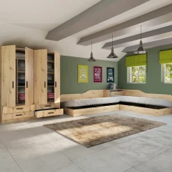 Garnero Arredamenti Camerette In Legno-Camera doppio letto completa design Caronte Rovere Rustico