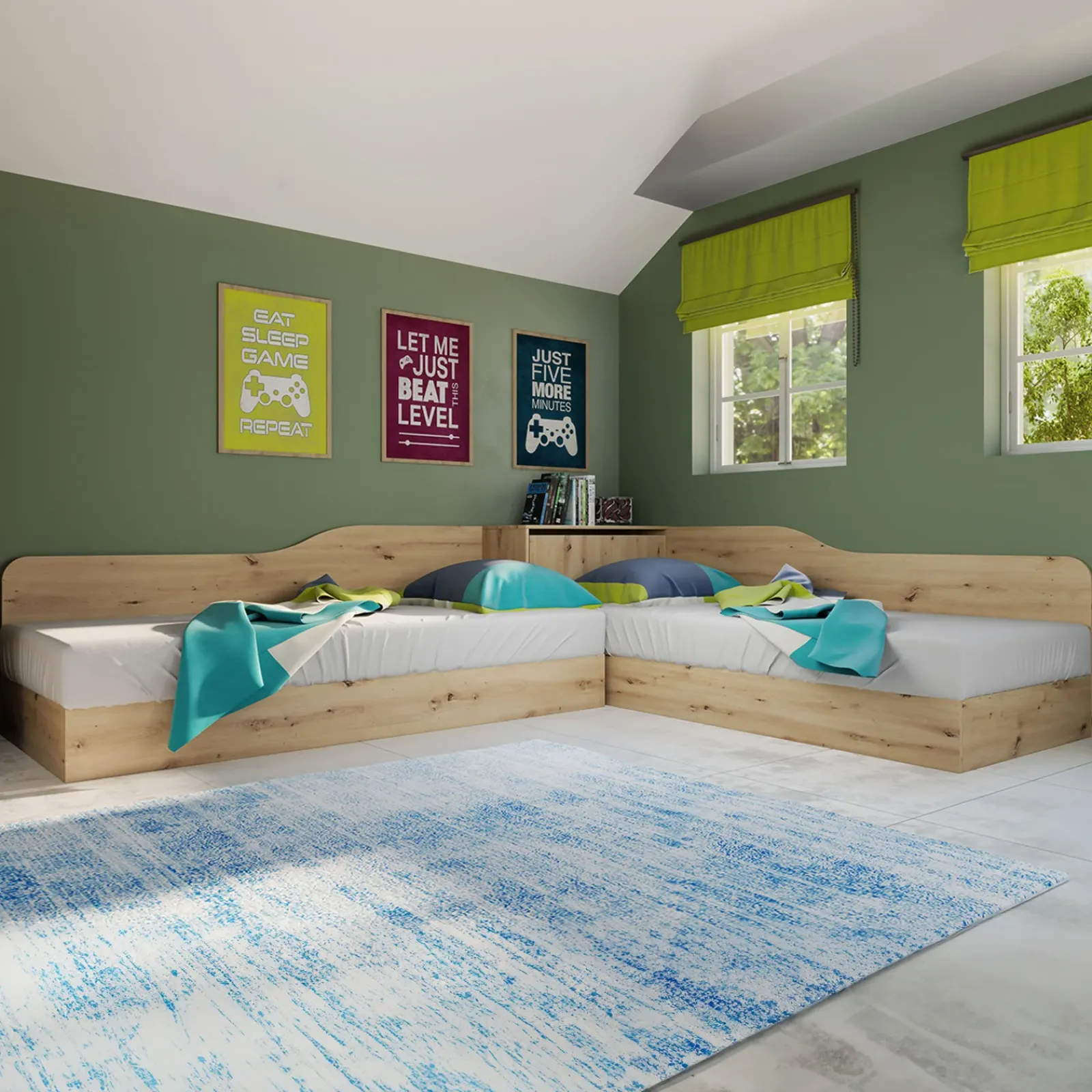 Garnero Arredamenti Camerette In Legno-Camera doppio letto completa design Caronte Rovere Rustico