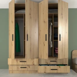 Garnero Arredamenti Camerette In Legno-Camera doppio letto completa design Caronte Rovere Rustico