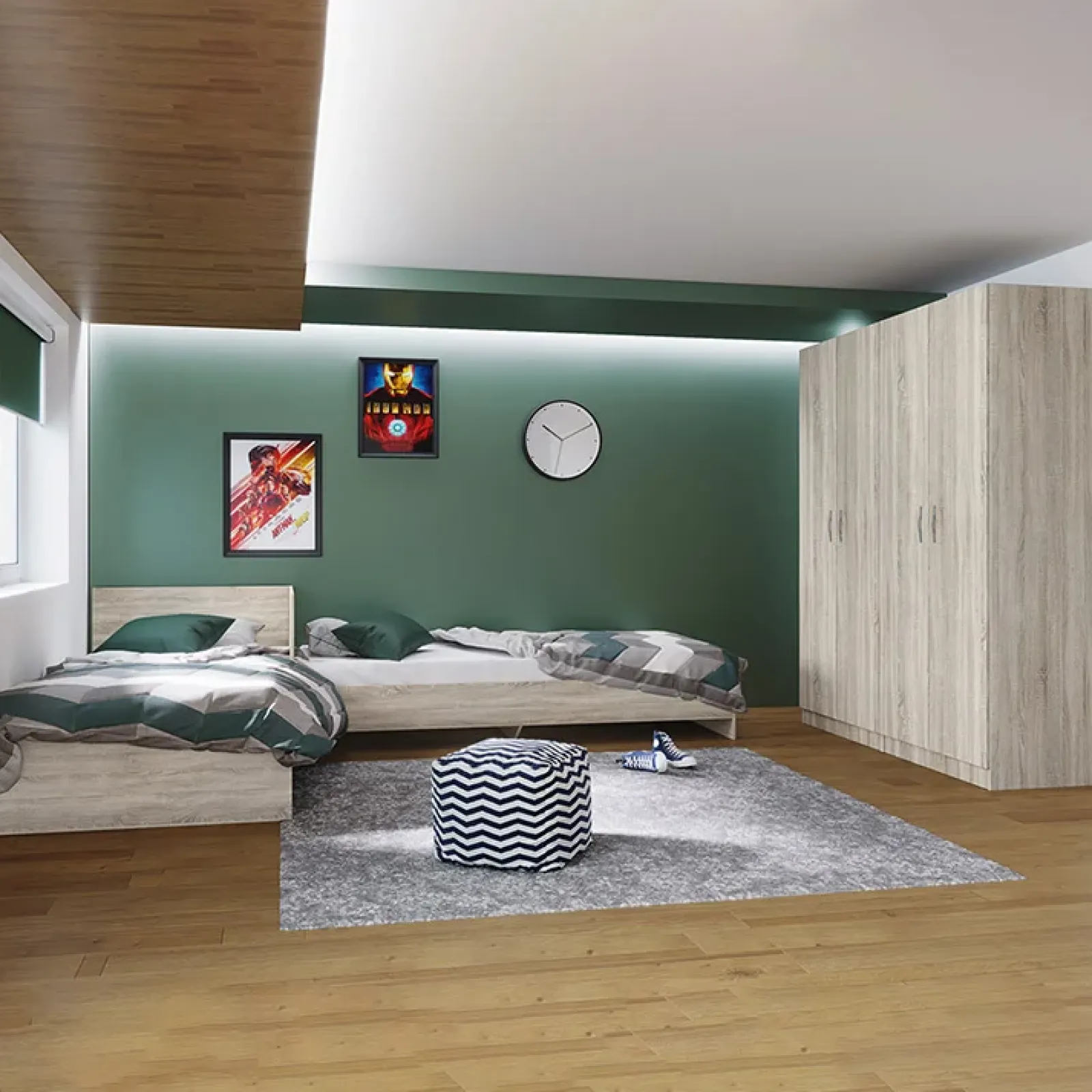 Garnero Arredamenti Camerette In Legno-Camera doppio letto completa moderna sonoma Malcom Rovere