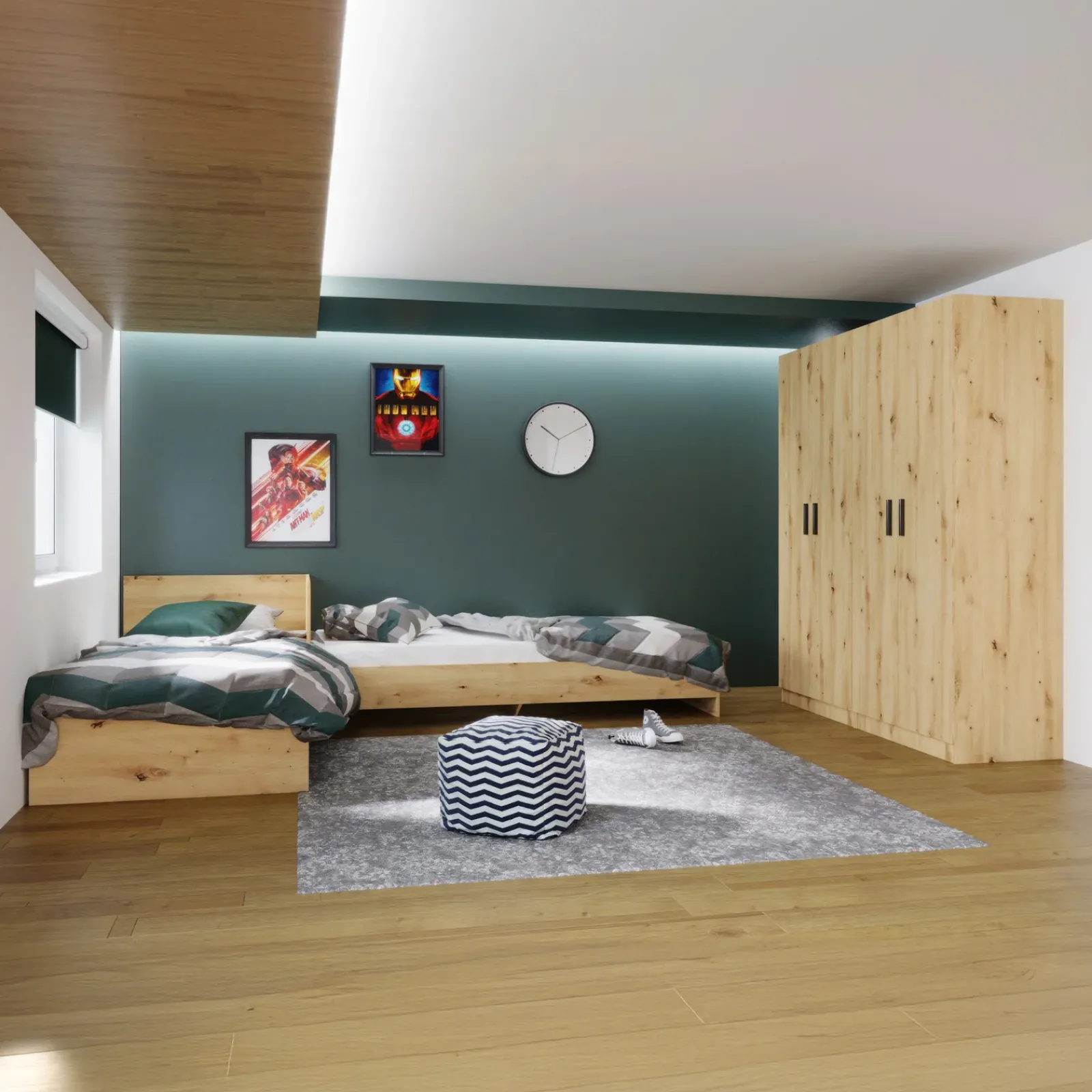 Garnero Arredamenti Camerette In Legno-Camera doppio letto completa moderna Malcom Rovere Rustico