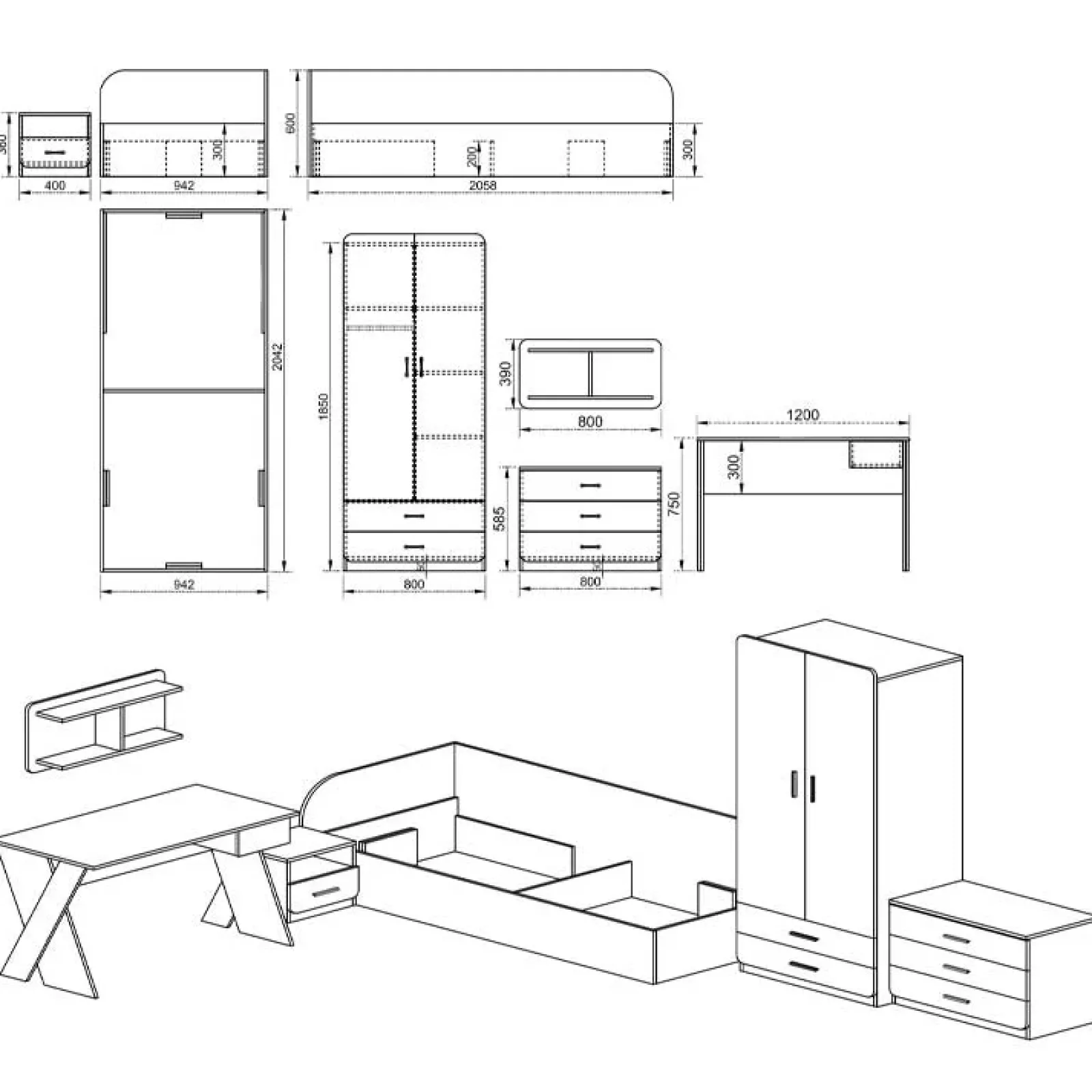 Garnero Arredamenti Camerette Colorate-Cameretta 1 letto contenitore completa bambini pino bianco fucsia Ford