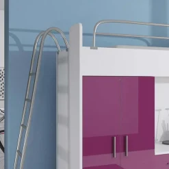 Garnero Arredamenti Camerette A Ponte-Cameretta a soppalco per bambini bianco viola lucido Luca Bianco Lucido - Viola