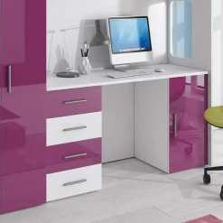 Garnero Arredamenti Camerette A Ponte-Cameretta a soppalco per bambini bianco viola lucido Luca Bianco Lucido - Viola