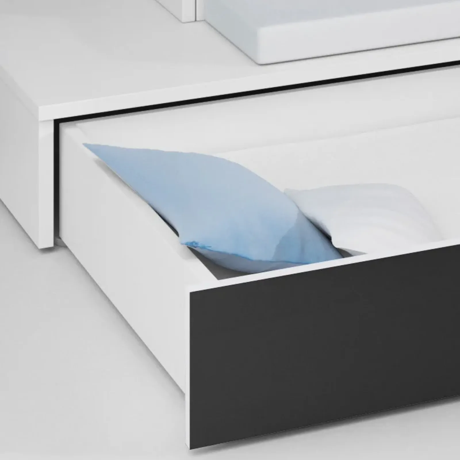 Garnero Arredamenti Camerette Colorate|Camerette A Ponte-Cameretta bambini completa 2 letti singoli bianco nero Diego Gihome® Bianco Lucido - Nero Lucido