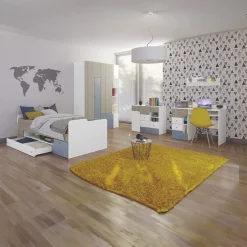 Garnero Arredamenti Camerette Colorate-Cameretta bambini completa bianco opaco azzurro Balocchi Bianco Lucido - Azzurro
