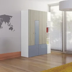 Garnero Arredamenti Camerette Colorate-Cameretta bambini completa bianco opaco azzurro Balocchi Bianco Lucido - Azzurro