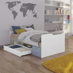 Garnero Arredamenti Camerette Colorate-Cameretta bambini completa bianco opaco azzurro Balocchi Bianco Lucido - Azzurro