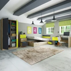 Garnero Arredamenti Camerette Colorate-Cameretta bambini rovere verde mela grafite armadio letto comodino cassettiera scrivania Cooper