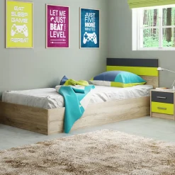 Garnero Arredamenti Camerette Colorate-Cameretta bambini rovere verde mela grafite armadio letto comodino cassettiera scrivania Cooper